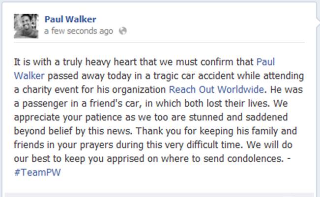 Paul Walker Confirmation